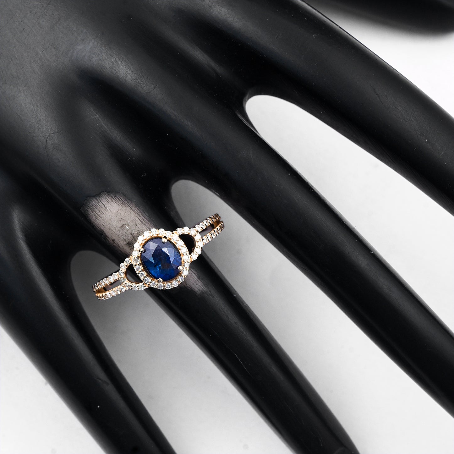 1.30 Ct Oval Mixed Cut Natural Sapphire 14K Gold Ring