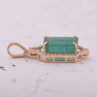 2.90 Ct Octagon Step Cut Natural Emerald 14K Gold Pendant