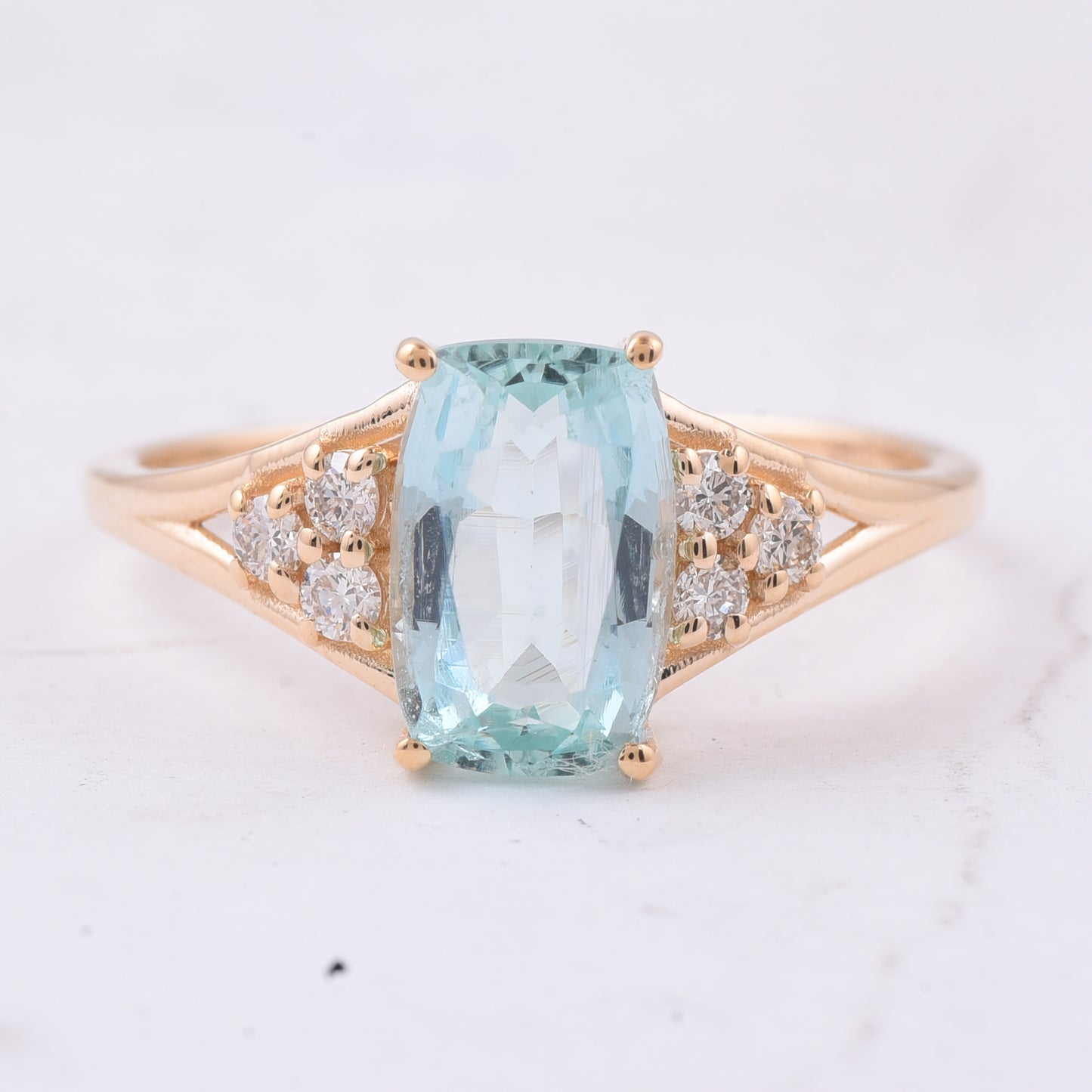 1.79 Ct Cushion Natural Green Beryl 14K Gold Ring