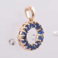 0.90 Ct Round Cabochon Cut Natural Sapphire 14K Gold Pendant