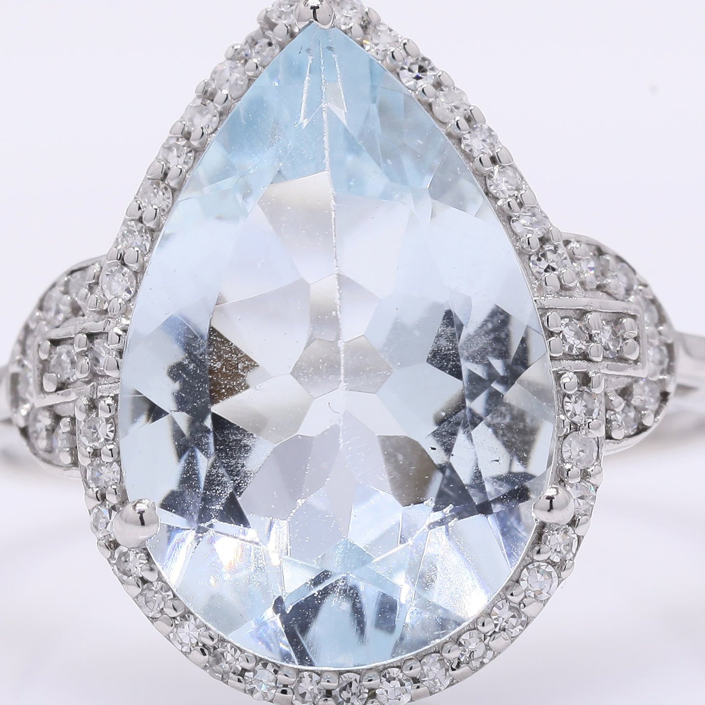 4.61 Ct Pear Mixed Cut Natural Aquamarine 950 Platinum Ring