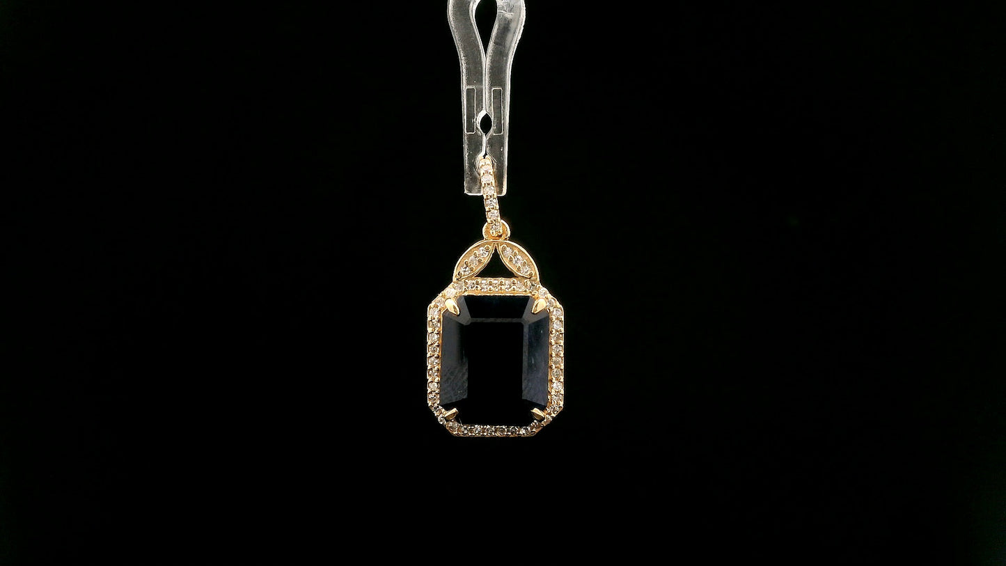 5.22 Ct Octagon Natural Sapphire 14K Gold Pendant