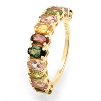 2.19 Ct Oval Multi Tourmaline 14K Gold Ring