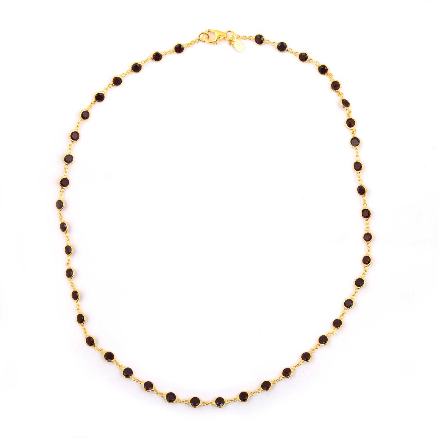 14.33 Ct Round Garnet 925 Silver Necklace