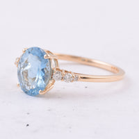 1.56 Ct Oval Natural Aquamarine 14K Gold Ring