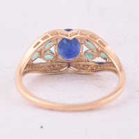 1.77 Ct Oval Mixed Cut Natural Sapphire 14K Gold Ring
