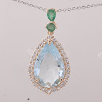 4.59 Ct Pear Aquamarine 9K Gold Pendant