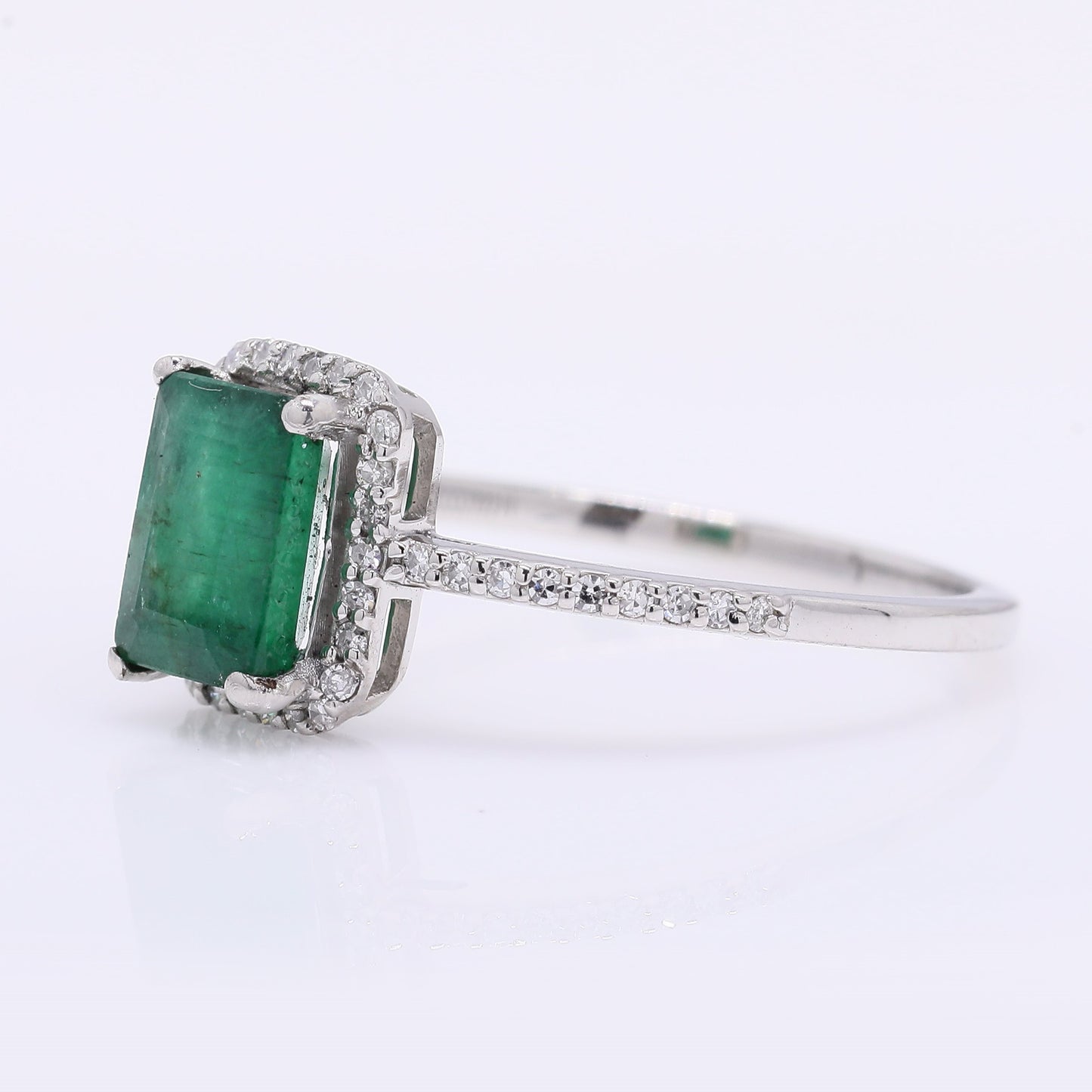 1.23 Ct Octagon Step Cut Natural Emerald 950 Platinum Ring