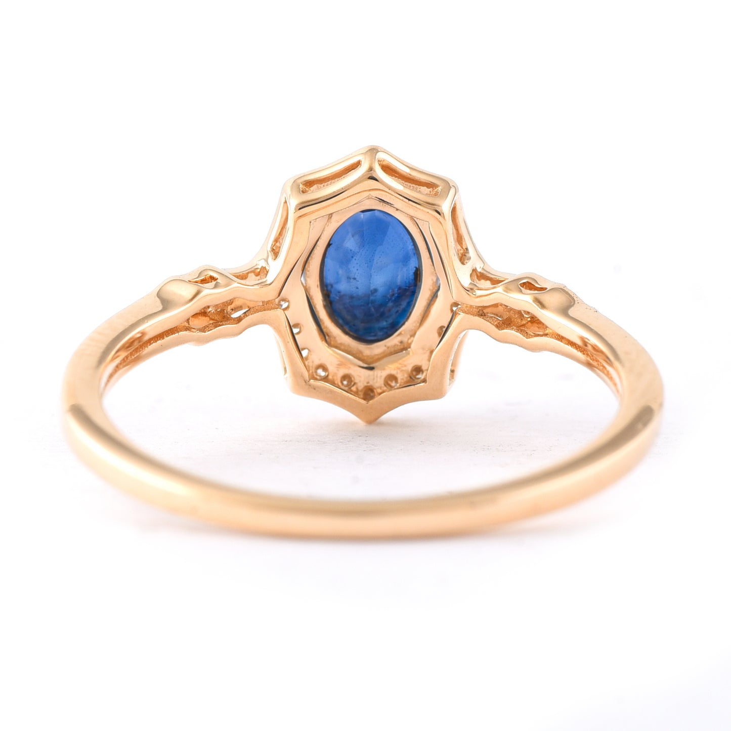 1.24 Ct Oval Mixed Cut Natural Sapphire 14K Gold Ring
