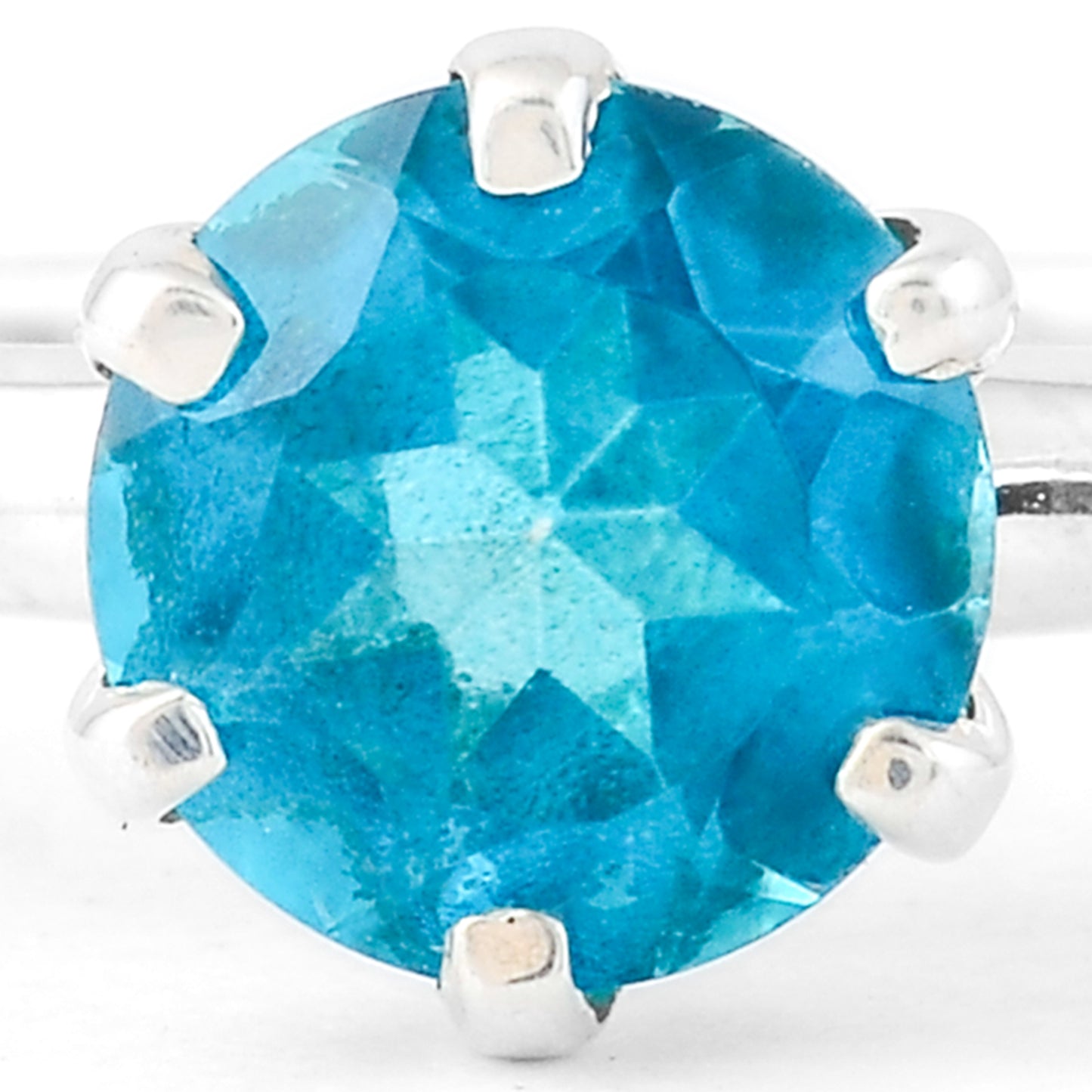 1.46 Ct Round Pariba Topaz, 925 Sterling Silver Ring