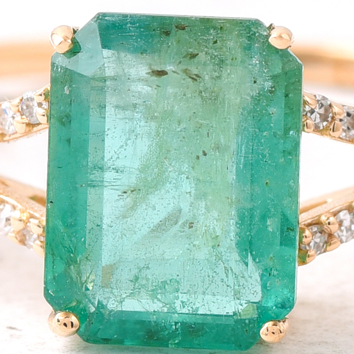 2.32 Ct Octagon Step Cut Natural Emerald 14K Gold Ring