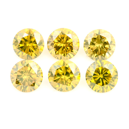 0.91 Yellow Diamond Round Loose Gemstone
