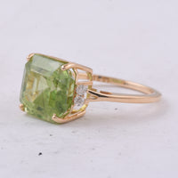 7.10 Ct Octagon Natural Peridot 14K Gold Ring