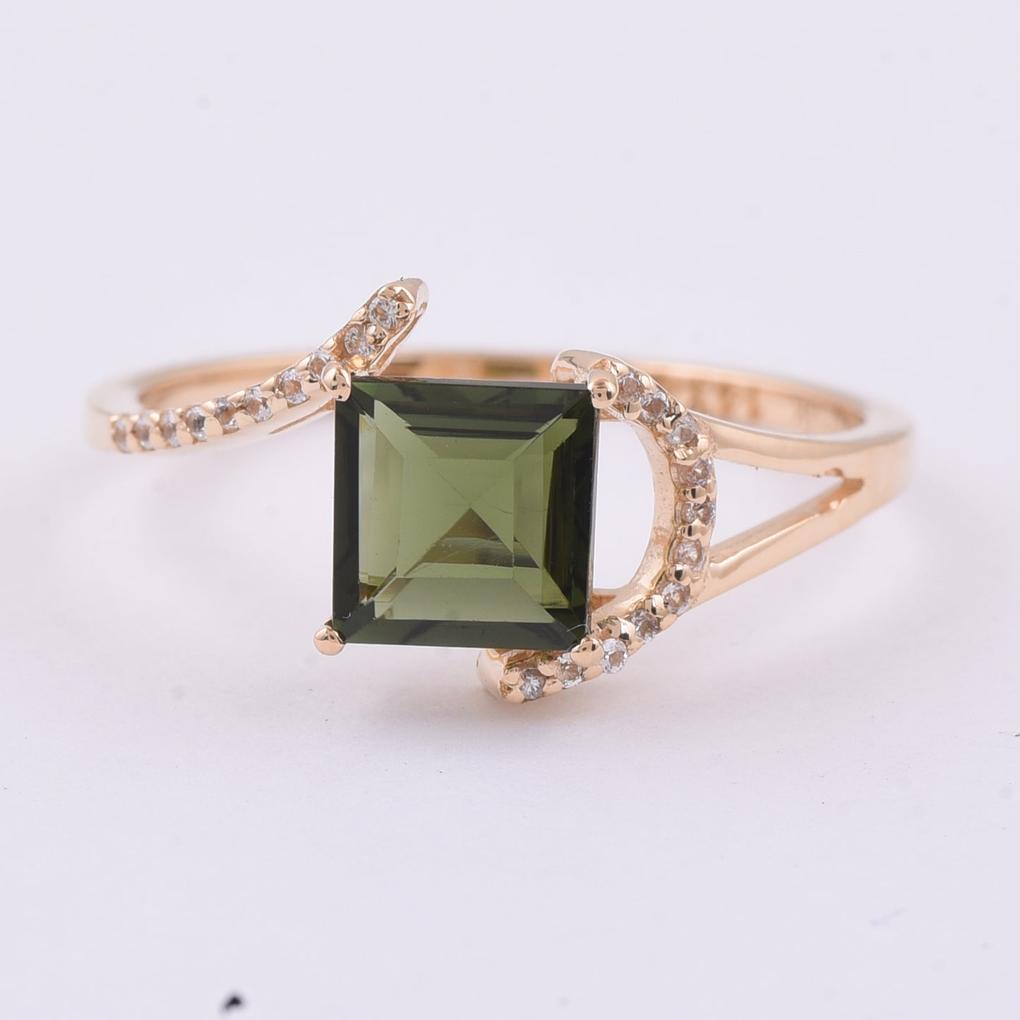 1.14 Ct Square Step Cut Natural Tourmaline 14K Gold Ring