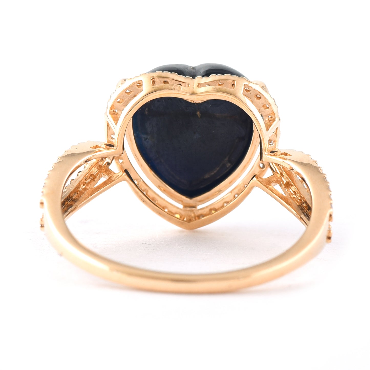 7.60 Ct Heart Cabochon Natural Sapphire 14K Gold Ring