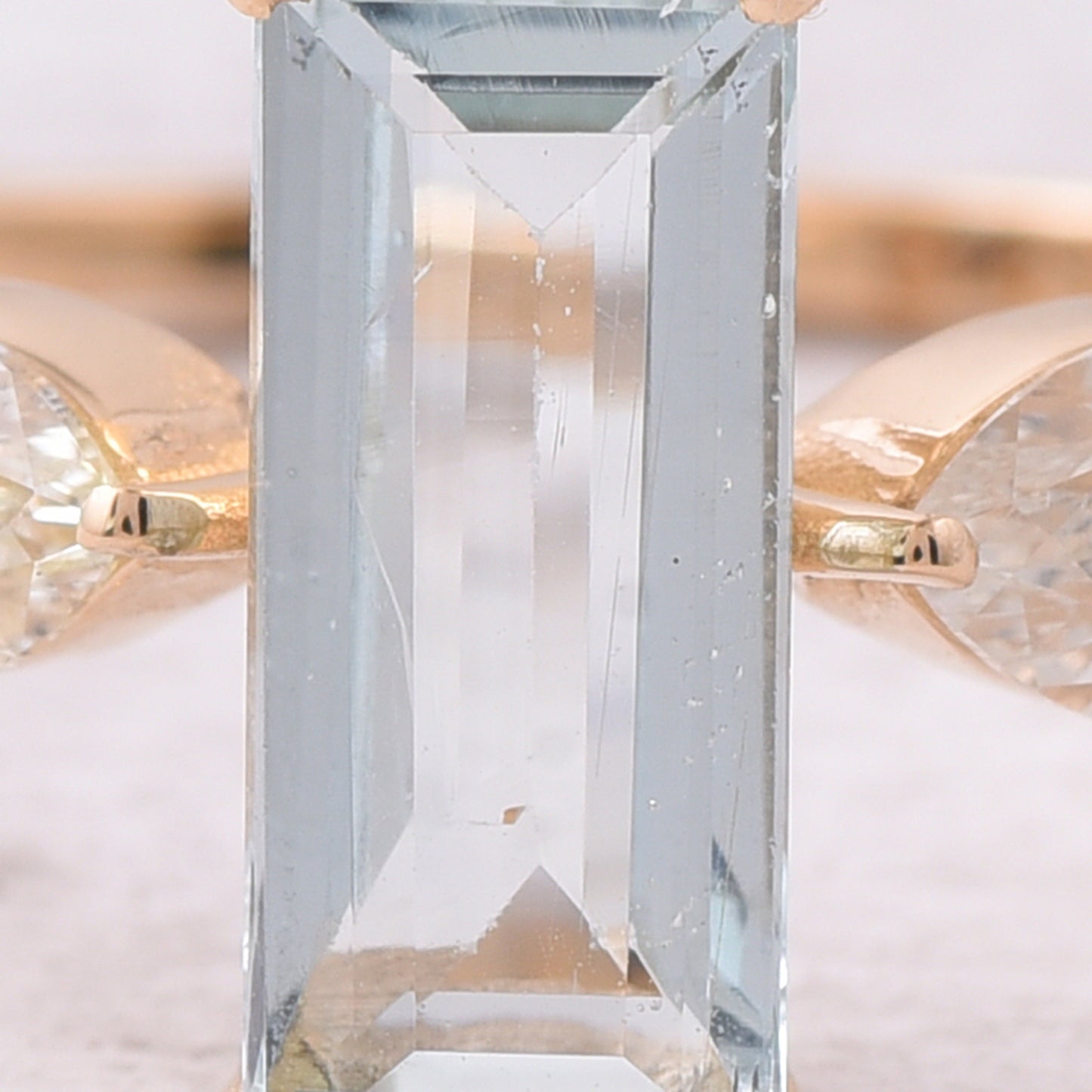 1.66 Ct Rectangle Step Cut Natural Aquamarine 14K Gold Ring