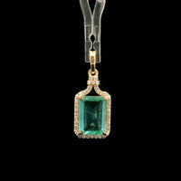 1.64 Ct Octagon Step Cut Natural Emerald 14K Gold Pendant