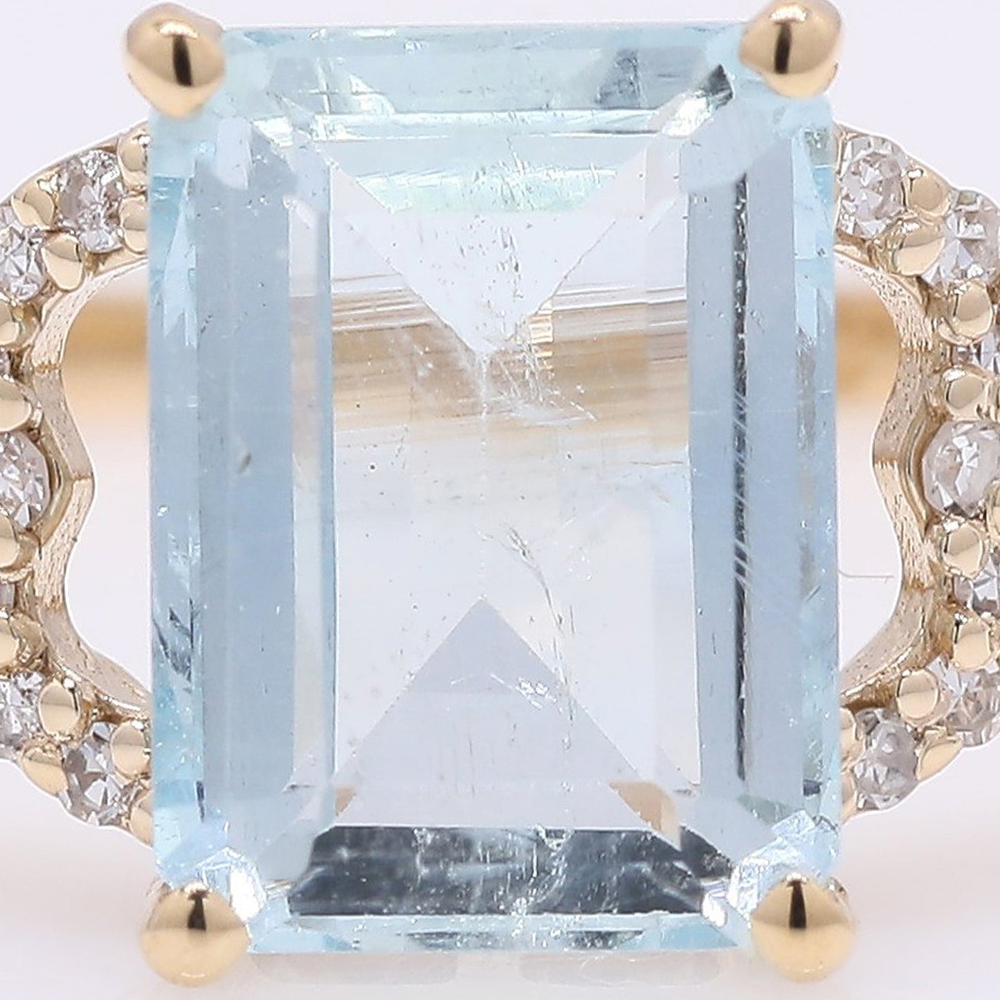 1.63 Ct Octagon Step Cut Natural Aquamarine 14K Gold Ring