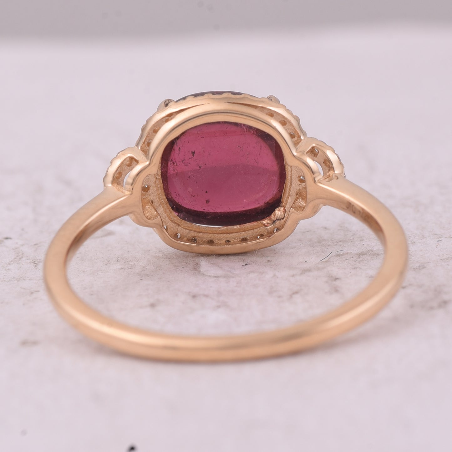 2.86 Ct Cushion Cabochon Cut Natural Tourmaline 14K Gold Ring
