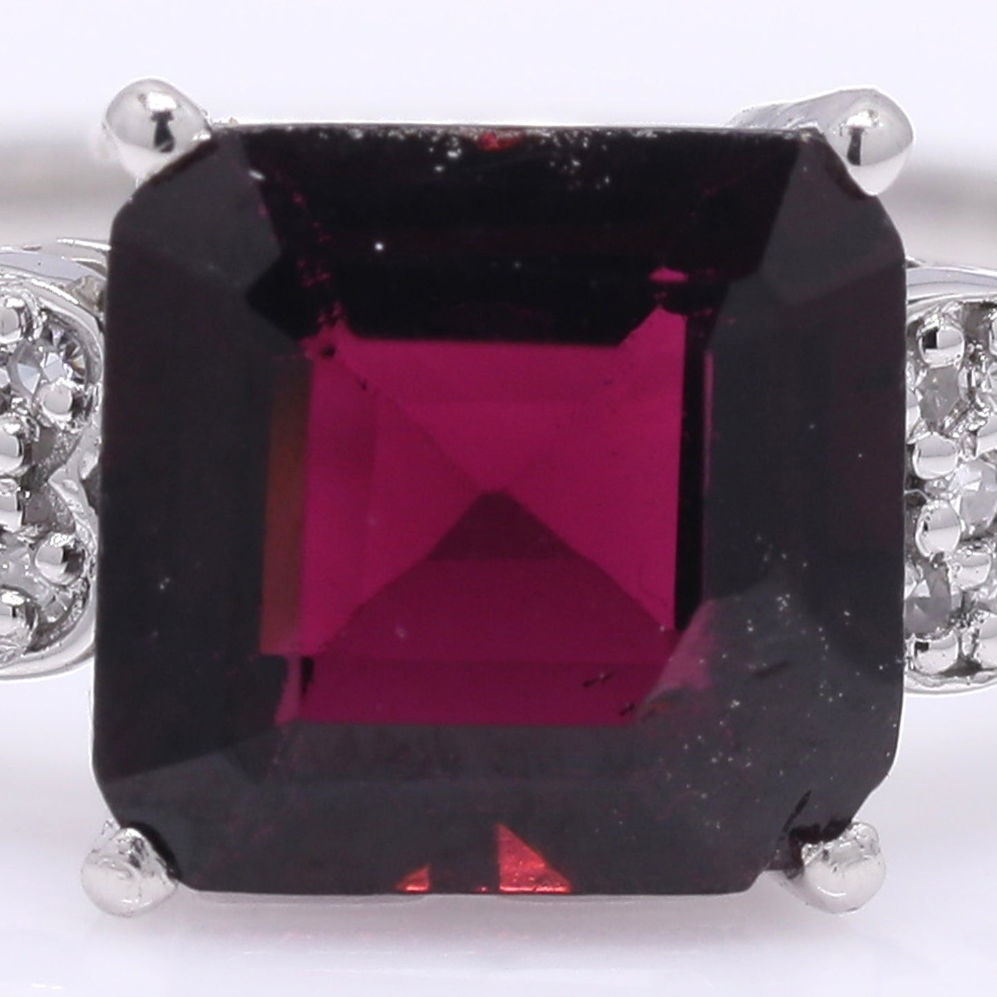 1.72 Ct Octagon Step Cut Natural Rubellite 950 Platinum Ring