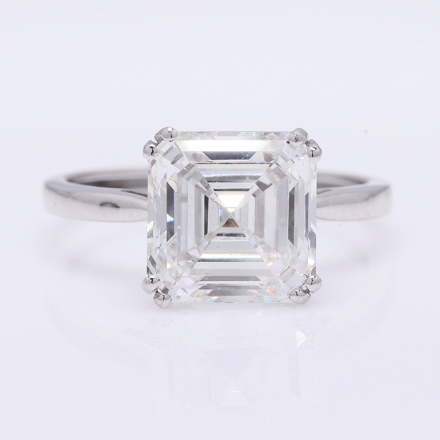 4.78 Ct Square Emerald Cut Lab Grown Diamond 950 Platinum Ring
