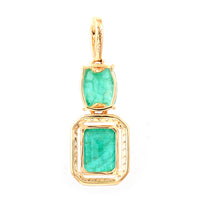 1.93 Ct Octagon Step Cut, Cushion Mixed Cut Natural Emerald 14K Gold Pendant