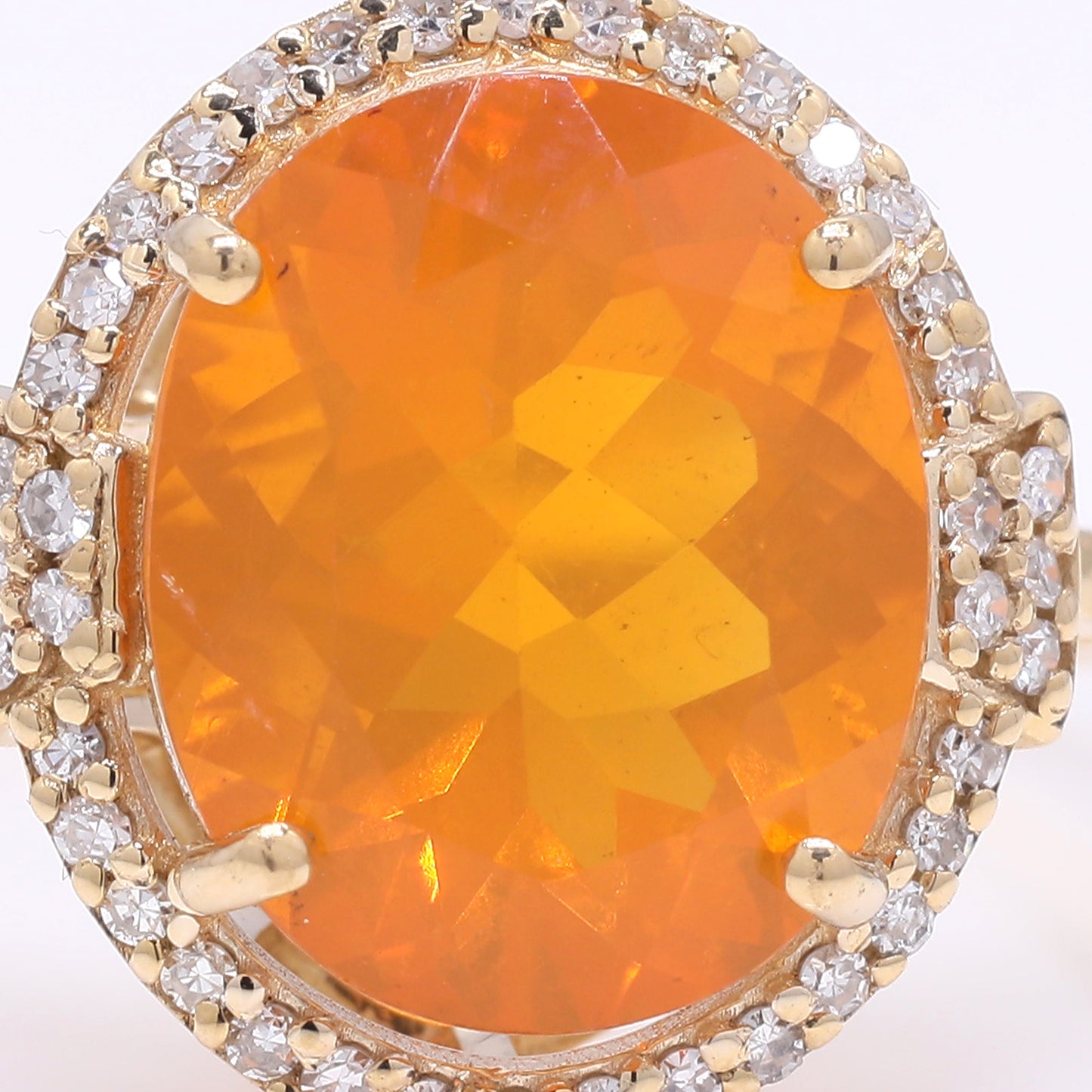 2.72 Ct Oval Mixed Cut Natural Fire Opal 14K Gold Ring