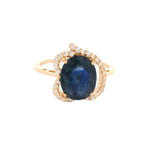 3.80 Ct Oval Sapphire 14K Gold Ring