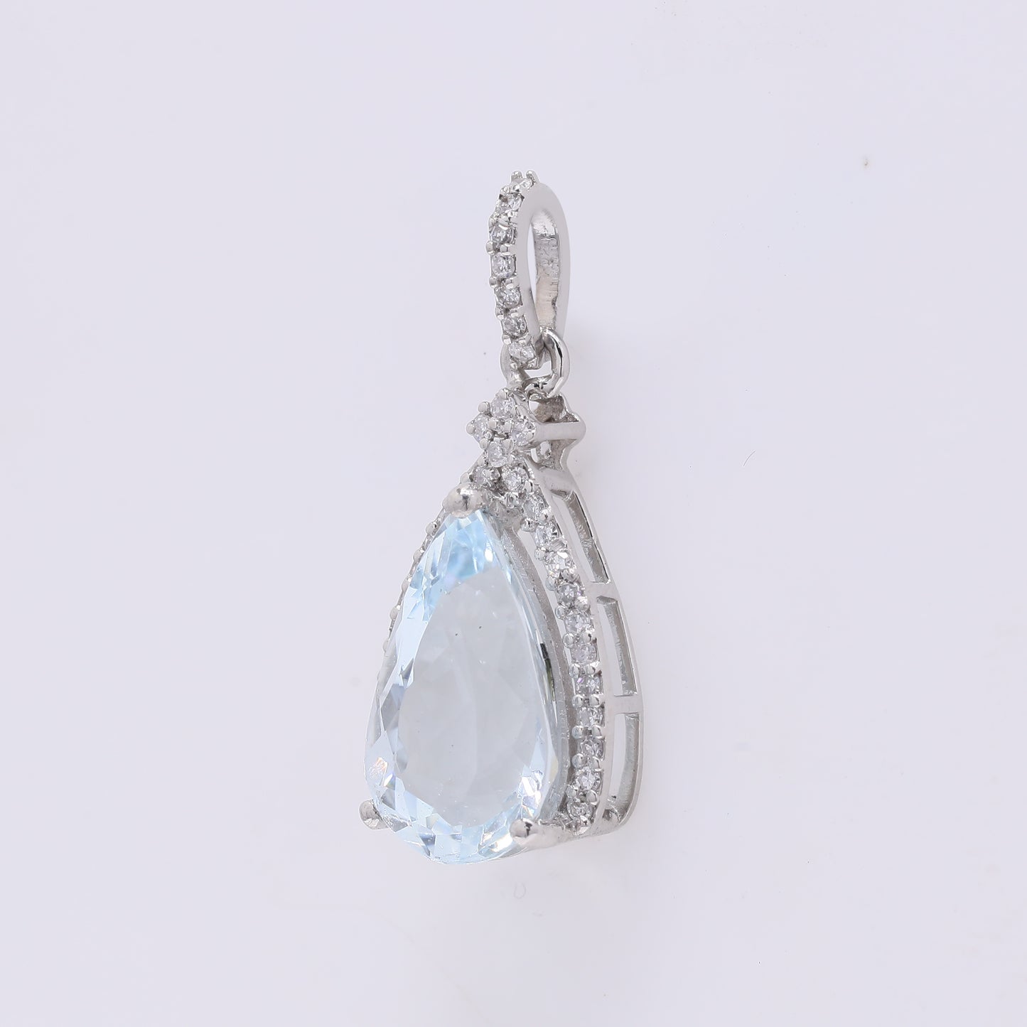 2.59 Ct Pear Mixed Cut Natural Aquamarine 950 Platinum Pendant