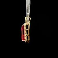 5.95 Ct Emerald Cut Lab Grown Ruby 14K Gold Pendant