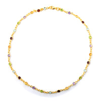 8.63 Ct Round Garnet, Peridot, Blue Topaz, Citrine, Amethyst 925 Sterling Silver Necklace