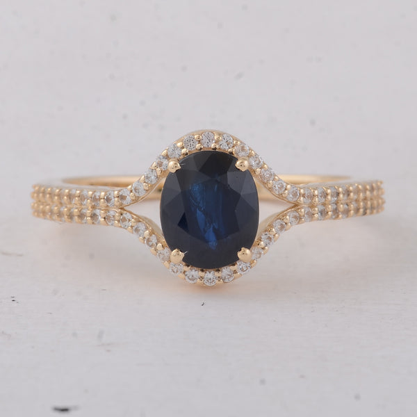 1.74 Ct Oval Sapphire 9K Gold Ring