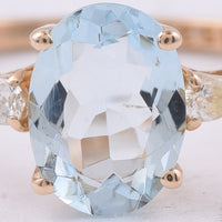 1.10 Ct Oval Natural Aquamarine 14K Gold Ring