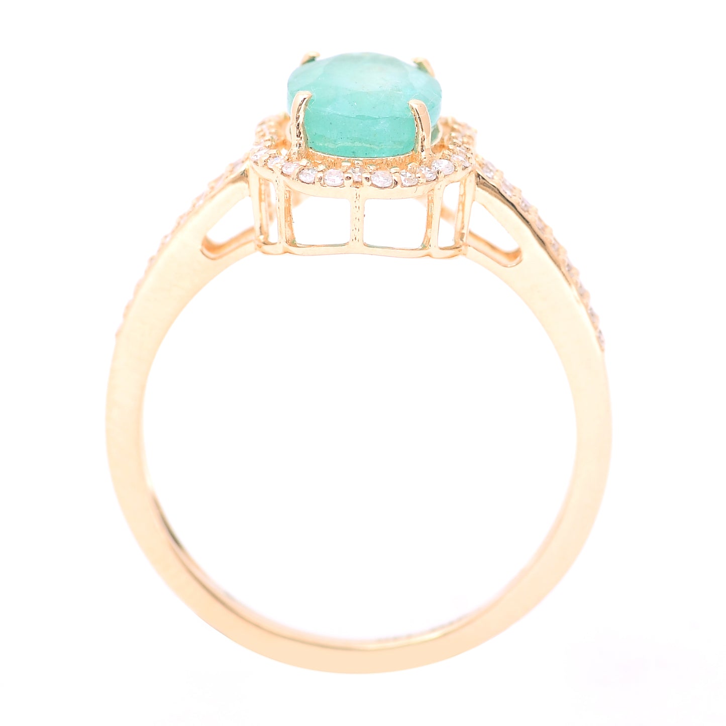 1.85 Ct Oval Mixed Cut Natural Emerald 14K Gold Ring