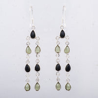 10.83 Ct Sapphire, Peridot 925 Sterling Silver Earrings