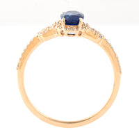 1.18 Ct Oval Mixed Cut Natural Sapphire 14K Gold Ring
