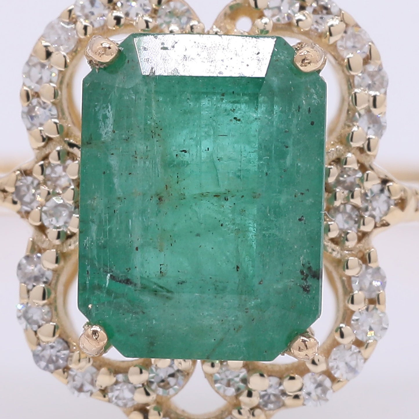 2.21 Ct Octagon Step Cut Natural Emerald 14K Gold Ring