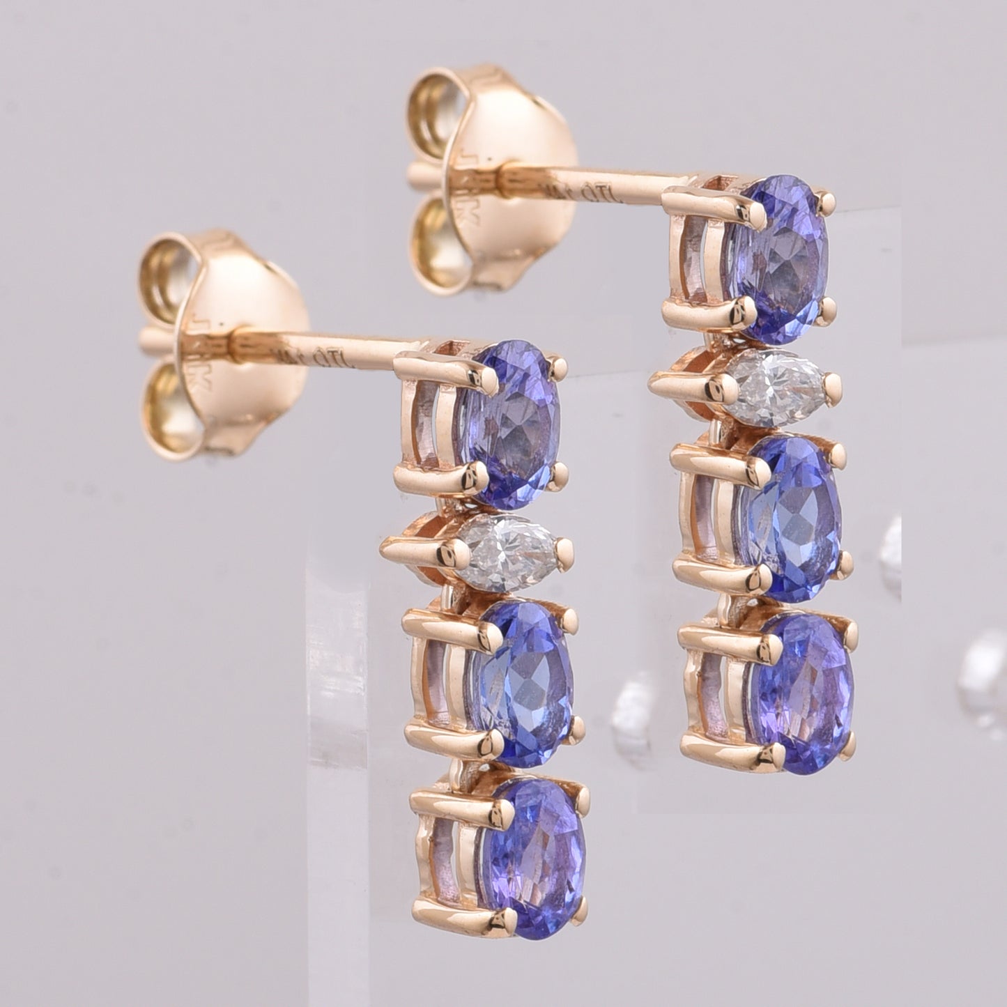 1.13 Ct Oval Natural Tanzanite 14K Gold Earrings
