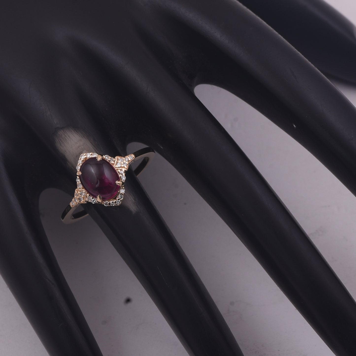 1.24 Ct Oval Cabochon Cut Natural Pink Tourmaline 14K Gold Ring