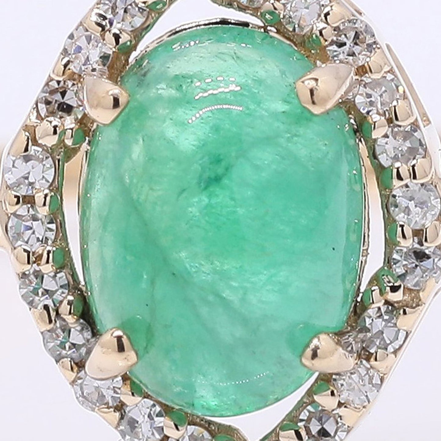 1.06 Ct Oval Cabochon Cut Natural Emerald 14K Gold Ring