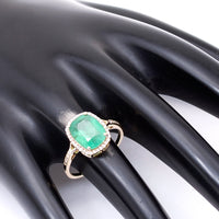 2.70 Ct Cushion Natural Emerald 14K Gold Ring
