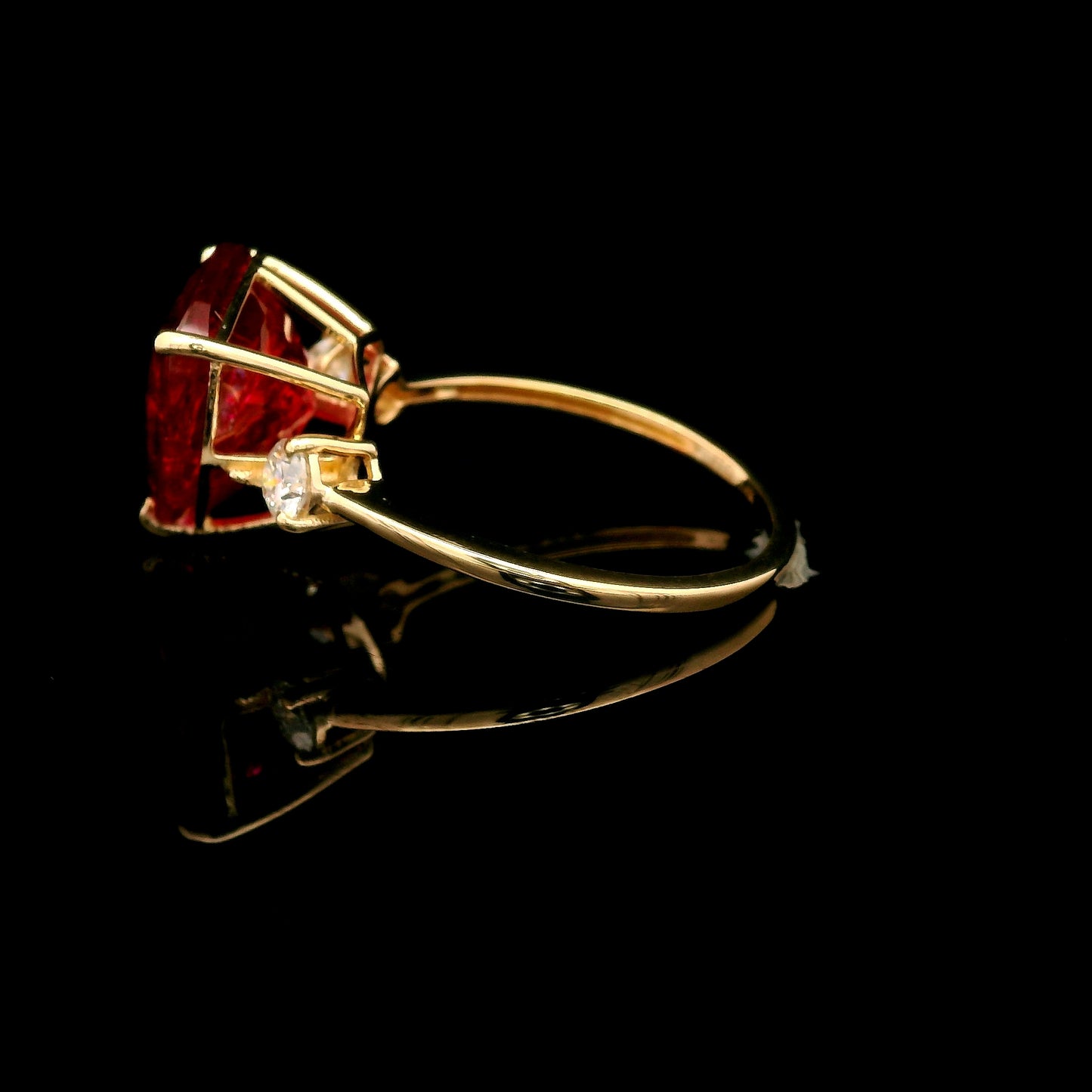 7.85 Ct Trillion Lab Grown Ruby 14K Gold Ring