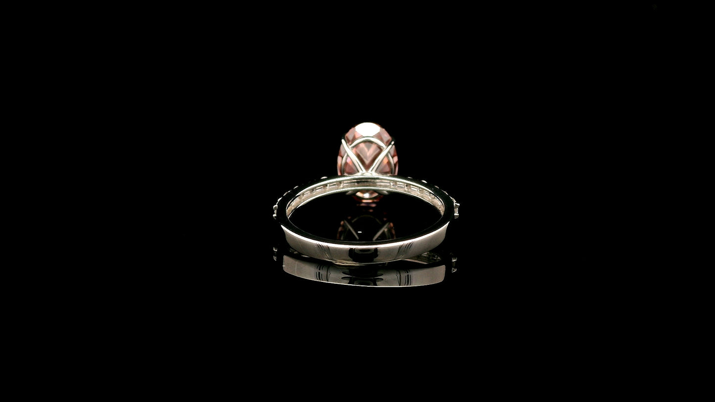 3.44 Carats Pink Lab Grown Diamond 14K Gold Ring