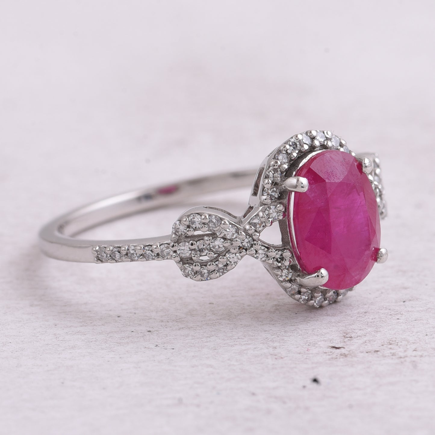 2.06 Ct Oval Mixed Cut Natural Ruby 950 Platinum Ring