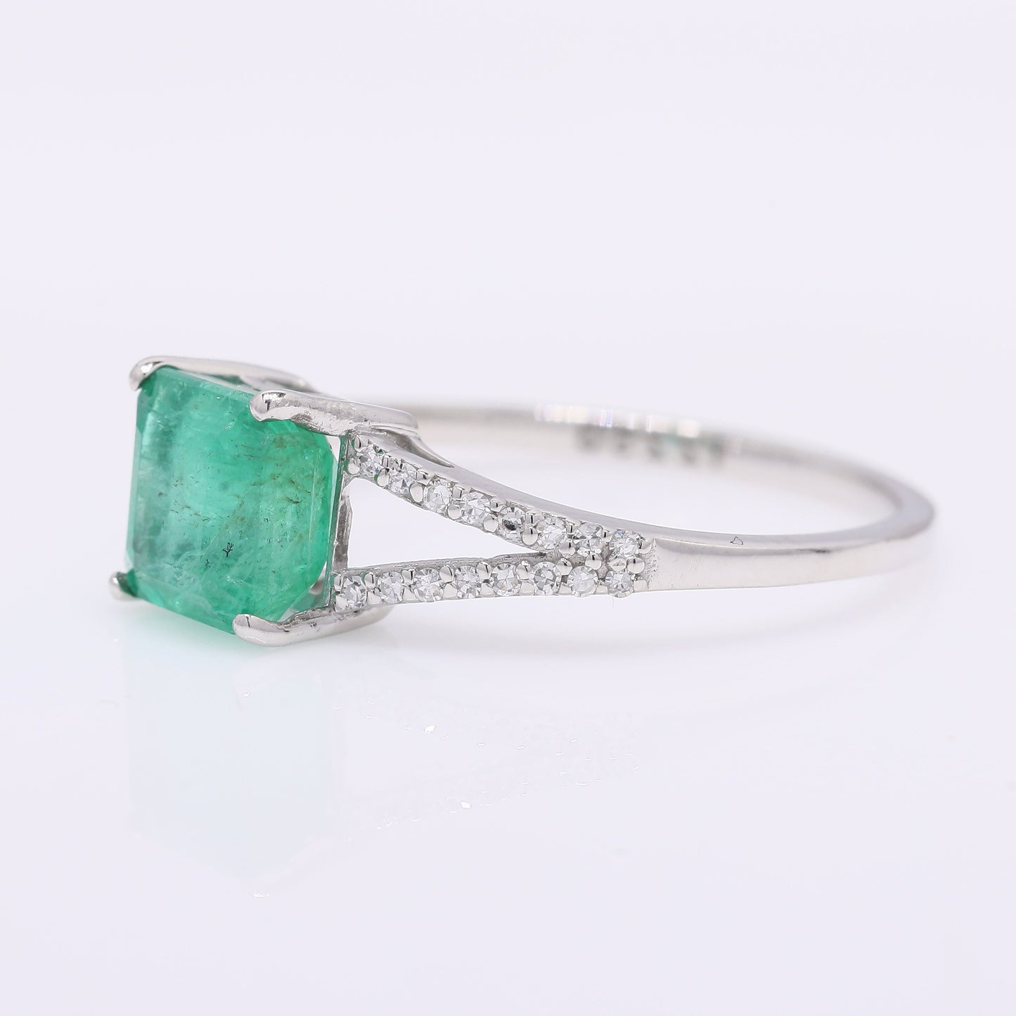 1.73 Ct Octagon Step Cut Natural Emerald 950 Platinum Ring