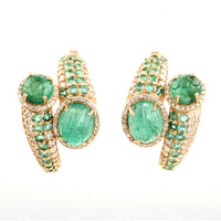 11.29 Ct Oval Emerald 14K Gold Earrings