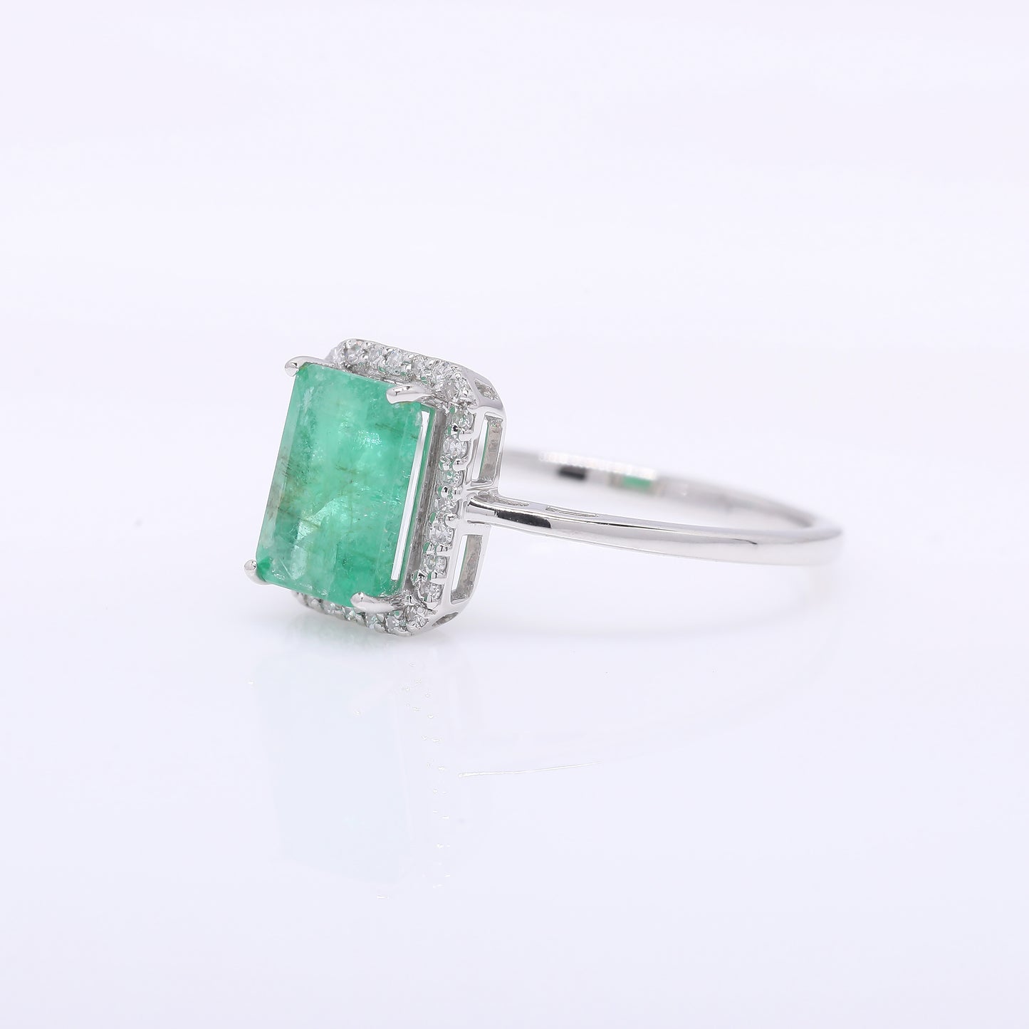 1.66 Ct Octagon Step Cut Natural Emerald 950 Platinum Ring