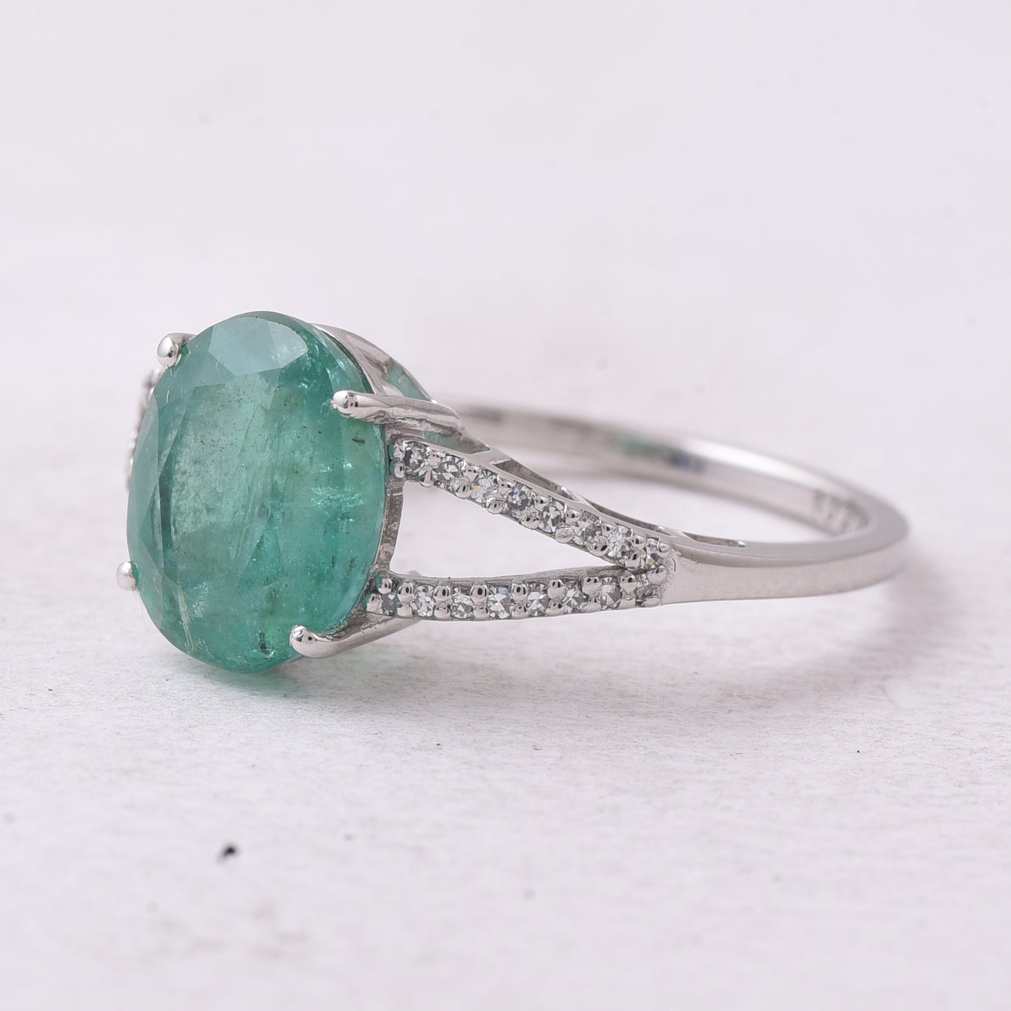 2.76 Ct Oval Mixed Cut Natural Emerald 950 Platinum Ring