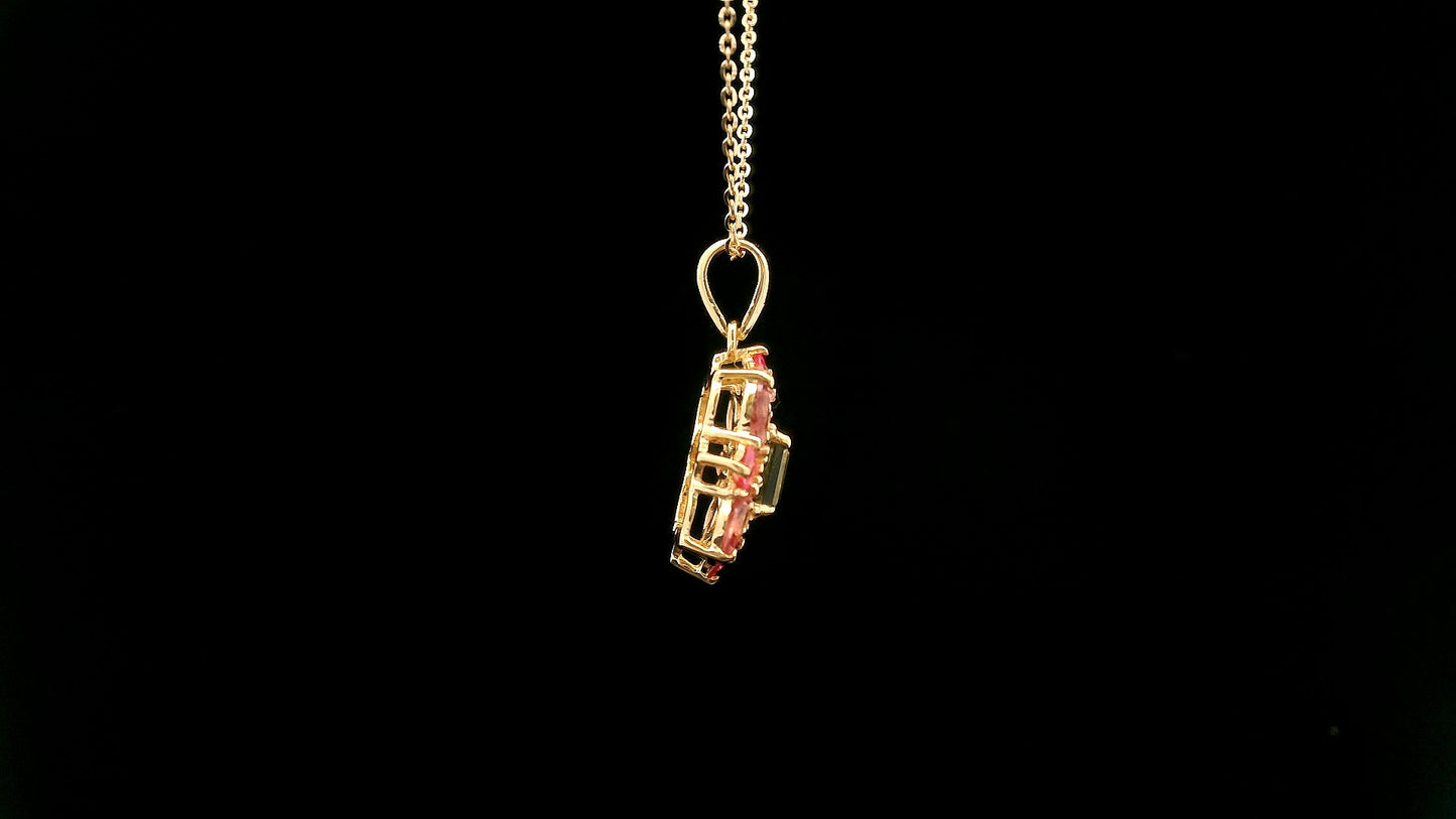 1.29 Ct Square Tourmaline 14K Gold Pendant