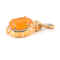 1.93 Ct Oval Mixed Cut Natural Fire Opal 14K Gold Pendant